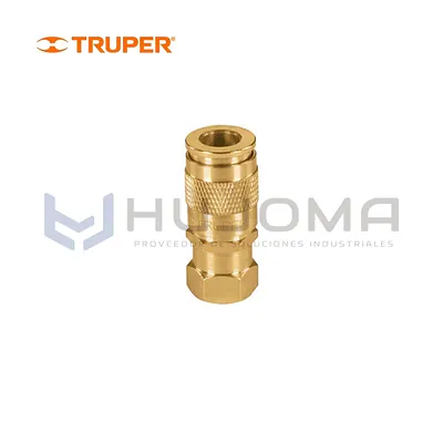 Acople rápido de latón moleteado 1/4" NPT Truper 19029