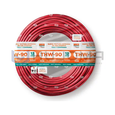 Cable Eléctrico THW 12 AWG Rojo x Rollo