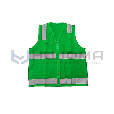 Chaleco de seguridad drill modelo H verde perico con cinta reflectiva