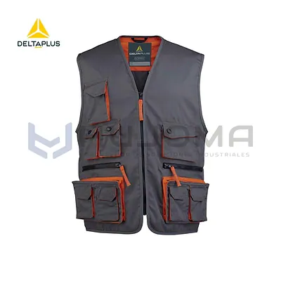 Chaleco de Trabajo Multibolsillos M2GIL Gris-Naranja Delta Plus