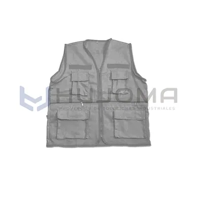Chaleco drill modelo Reportero color gris (plomo)
