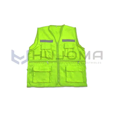 Chaleco reportero drill con cinta reflectiva color amarillo limón