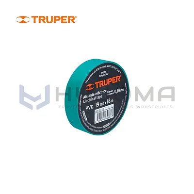 Cinta Aislante Verde 18 m x 19 mm Truper 12502