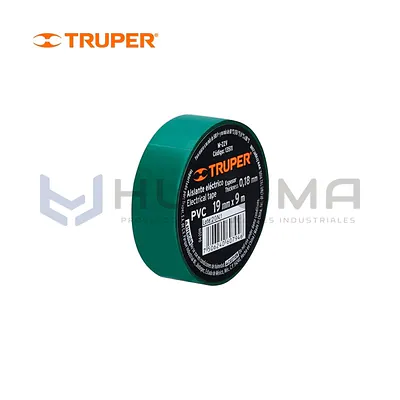 Cinta Aislante Verde 9 m x 19 mm Truper 13511