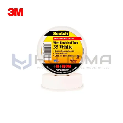 Cinta Eléctrica de Vinilo 3M Scotch 35, Blanco