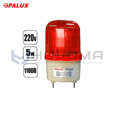 Circulina LED Roja con Sirena 220V Opalux OP-STL220-RD