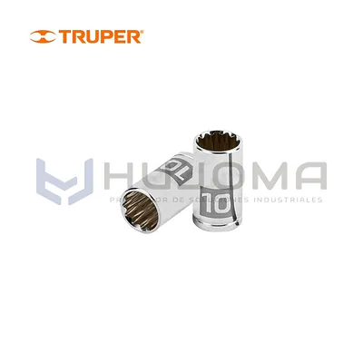 Dado Poligonal 12 Puntas 10 mm Encastre 1/4" Truper D-1410-BM