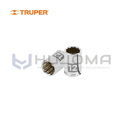 Dado Poligonal 12 Puntas 12 mm Encastre 1/4" Truper D-1412-BM