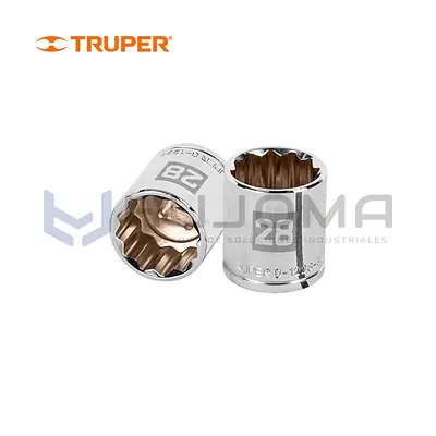 Dado Poligonal 28 mm, encaste de 1/2" Truper 13542