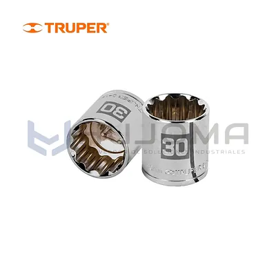 Dado Poligonal 30 mm, encaste de 1/2" Truper 13544