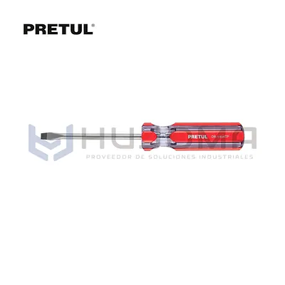 Desarmador Plano 1/4” x 4” mango PVC Pretul 21459