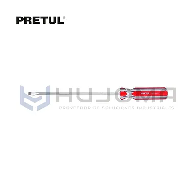 Desarmador Plano 1/4” x 8” mango PVC Pretul 21460
