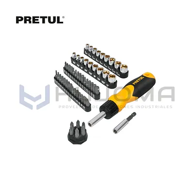 Desarmador Tipo Matraca (Ratchet) 35 Puntas y 18 Dados Pretul 22976