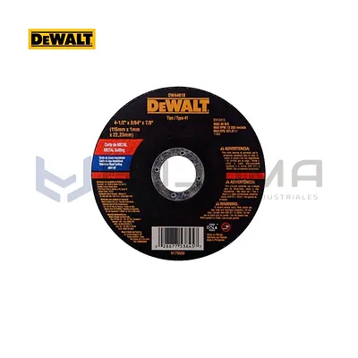 Disco de Corte para Metal 4-1/2" x 3/64" x 7/8" DeWALT DW44618