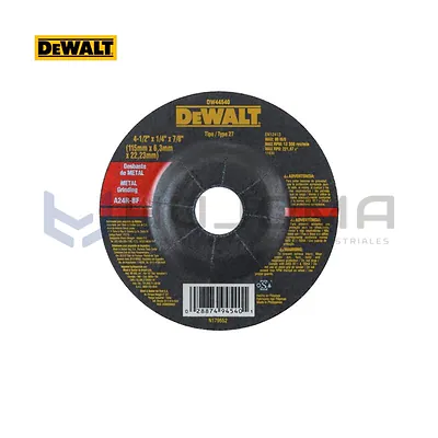 Disco de Desbaste para Metal 4-1/2" x 1/4" x 7/8" DeWALT DW44540