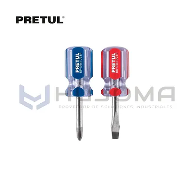 Dúo de desarmadores 1/4" x 1-1/2" mango de PVC Pretul 21379