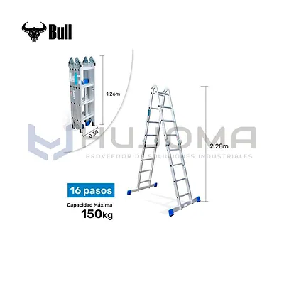 Escalera Multiusos Aluminio 16 Pasos AM150-16IA American Bull