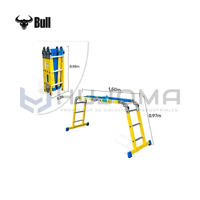 Escalera Multiusos Fibra de Vidrio 12 Pasos FM150-12IA+P American Bull