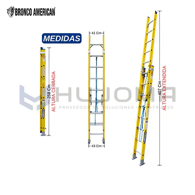 Escalera Telescópica 16 Pasos de Fibra (FTT-16IA) Bronco American
