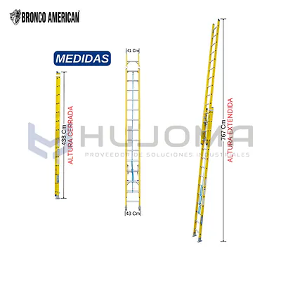 Escalera Telescópica 28 Pasos de Fibra (FTT-28IA) Bronco American