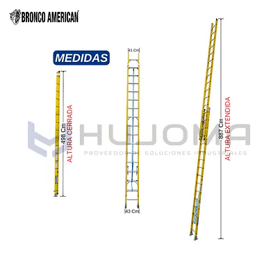 Escalera Telescópica 32 Pasos de Fibra (FTT-32IA) Bronco American
