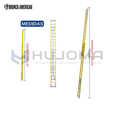 Escalera Telescópica 36 Pasos de Fibra (FTT-36IA) Bronco American
