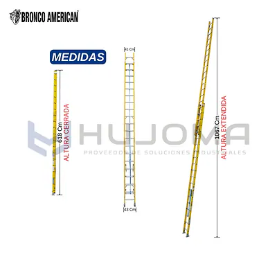 Escalera Telescópica 40 Pasos de Fibra (FTT-40IA) Bronco American
