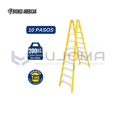 Escalera Tijera Fibra 10 Pasos Doble Acceso FTDA-10IA Bronco American