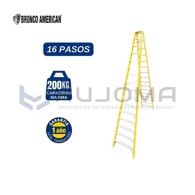 Escalera Tijera Fibra 16 Pasos Doble Acceso FTDA-16IA Bronco American
