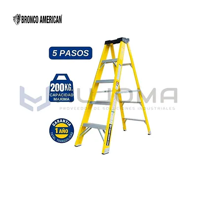 Escalera Tijera Fibra 5 Pasos Simple Acceso FTSA-5IA Bronco American