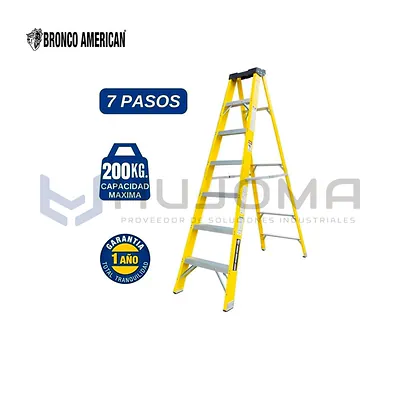 Escalera Tijera Fibra 7 Pasos Simple Acceso FTSA-7IA Bronco American