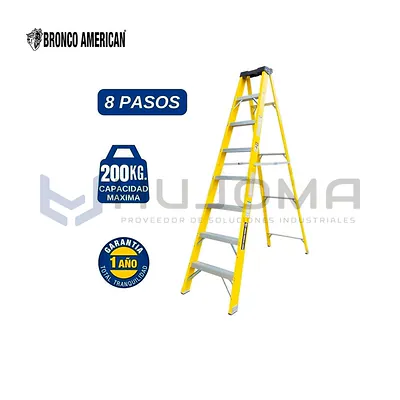 Escalera Tijera Fibra 8 Pasos Simple Acceso FTSA-8IA Bronco American