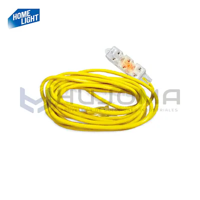 Extensión Eléctrica Amarilla de 5 m con 3 Tomas Home Light