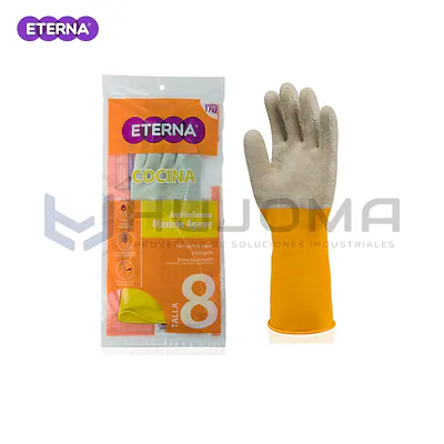 Guante de Jebe Corrugado 2 Capas Amarillo Eterna