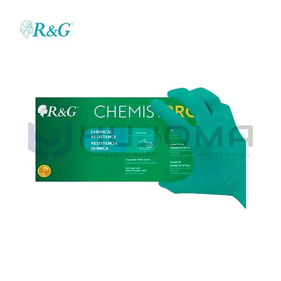 Guantes de Nitrilo Verde ChemistPro Alto Riesgo R&G