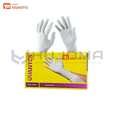 Guantes Descartables de Látex Blanco Maketto