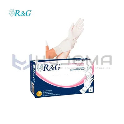 Guantes descartables de látex ligeramente empolvados x 100 R&G