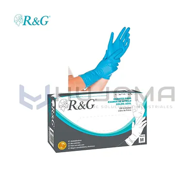 Guantes descartables de nitrilo azul x 100 R&G