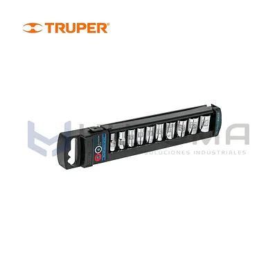Juego de 10 Dados Cortos en mm, encaste 1/4" Truper 14166