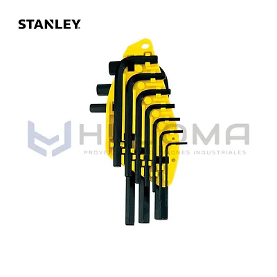 Juego de 10 Llaves Allen Hexagonales Cortas Métricas Stanley 69-253
