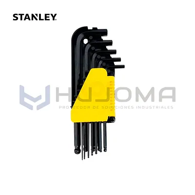 Juego de 12 Llaves Allen Punta Redonda en Pulgadas Stanley 69-257