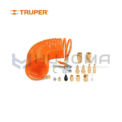 Juego de 15 Accesorios Neumáticos con Manguera de 7.5 m Truper 19094