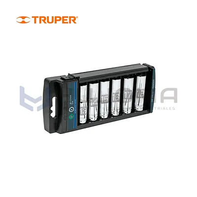 Juego de 6 dados largos en mm, encaste 1/2" Truper 14175