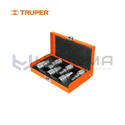 Juego de 6 dados punta hexagonal en mm, encaste 1/2" Truper 13926