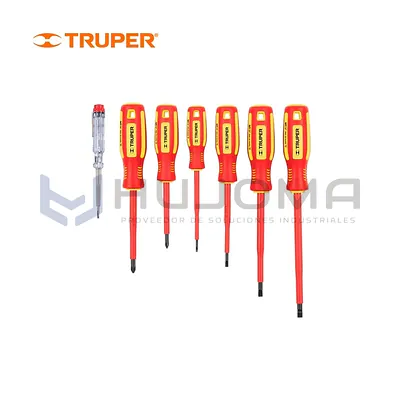 Juego de 6 Desarmadores Dieléctricos y Probador Piloto Truper 14196