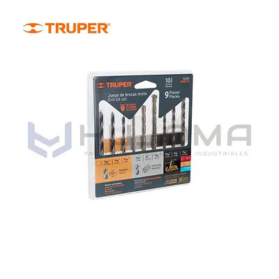 Juego de 9 brocas para Metal, concreto y madera Truper 11339