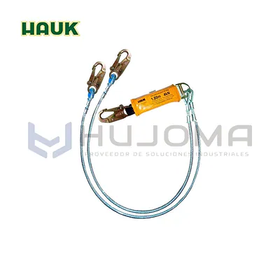 Línea de vida doble cable de acero 1/4" con 3 ganchos 3/4" Hauk DF2P