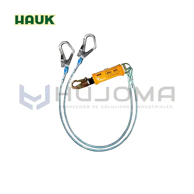Línea de vida doble cable de acero 1/4" ganchos 3/4" y 2 1/4" Hauk DF2G