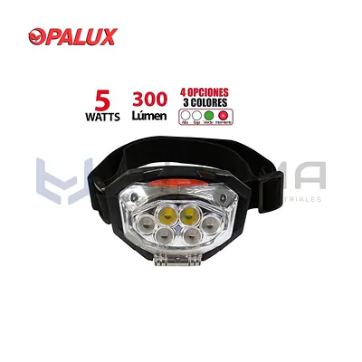 Linterna Frontal 5W 3 Colores a Pilas Opalux OP-8060