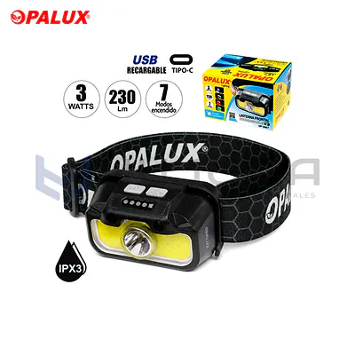 Linterna Frontal LED Recargable Opalux OP-3667 3W 230 Lúmenes